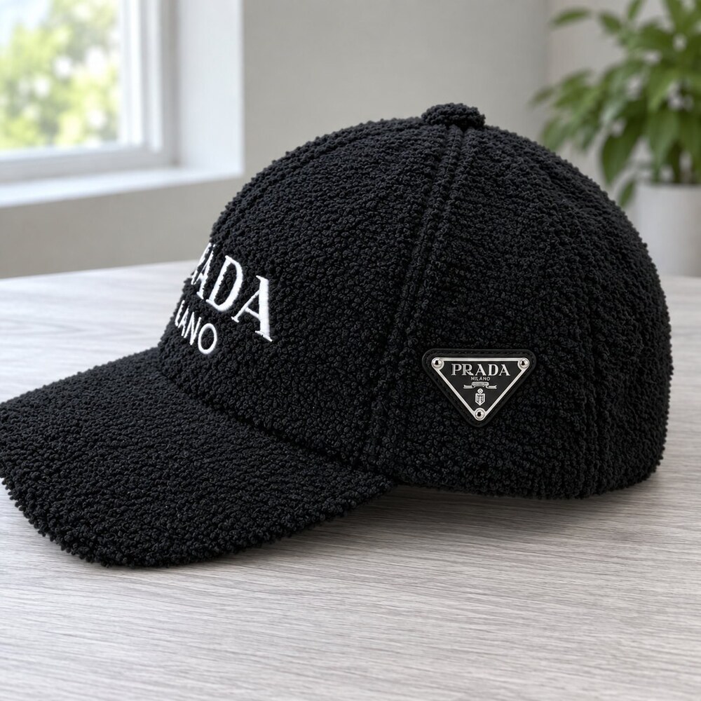 Prada Black Textured Logo Baseball Cap - Picture 4 of 6